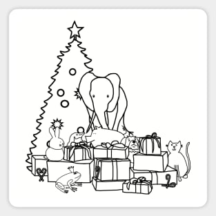 Merry Christmas from the Cute Animals Line Drawing Magnet